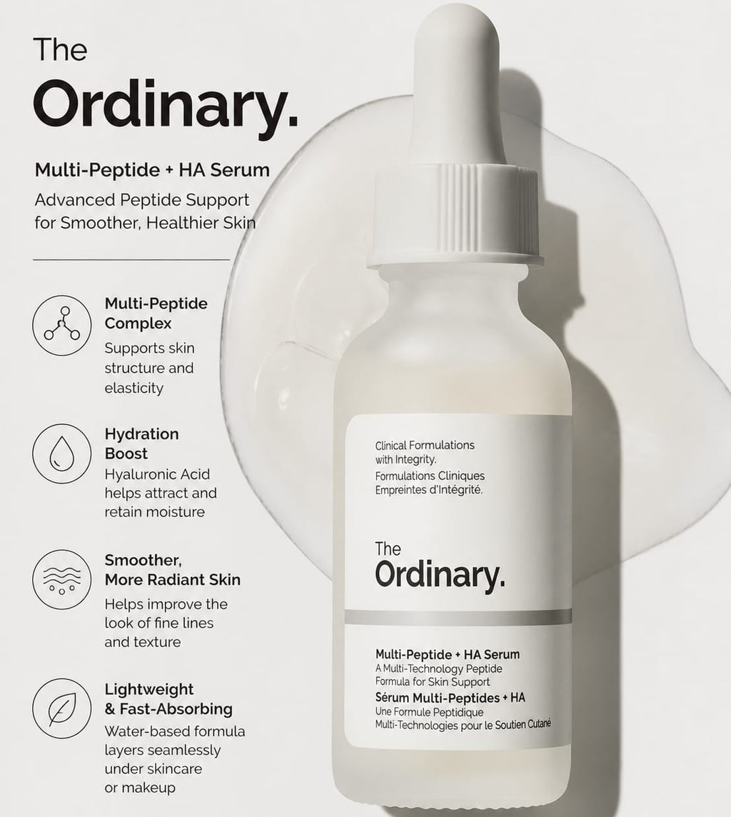 The Ordinary Multi-Peptide + Hyaluronic Acid Serum - Anti-Aging Formula, Advanced Skin Repair & Dep Hydration