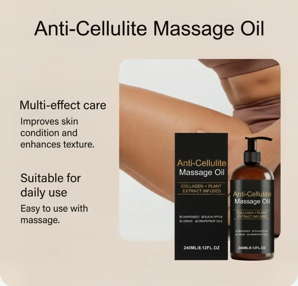 Firming Body Massage Oil with Collagen & Stem Cell - Helps Smooth the Appearance of Cellulite & Improve Skin Texture - Refreshing Aromatherapy Body Oil for Legs & Full Body - 8Fl Oz