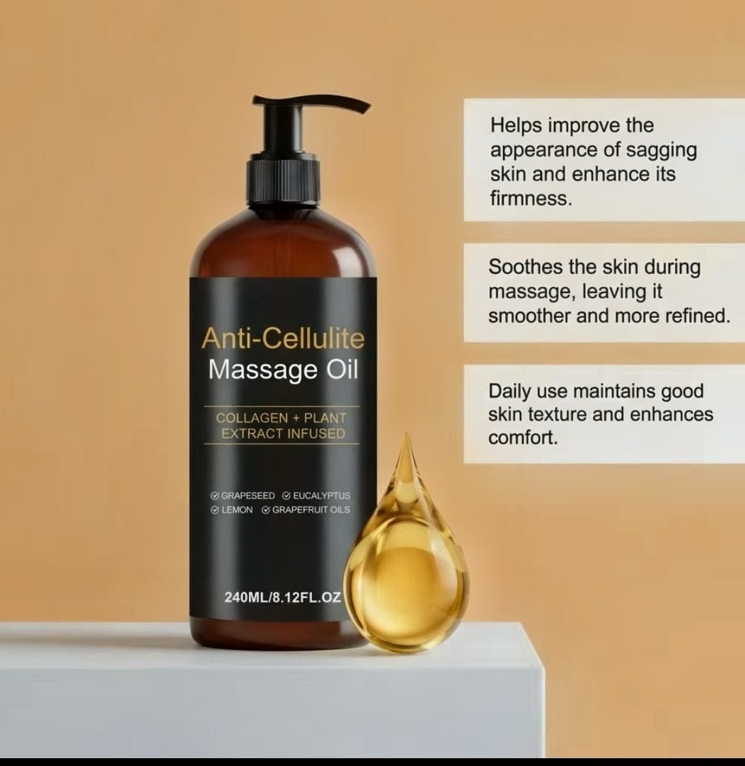 Firming Body Massage Oil with Collagen & Stem Cell - Helps Smooth the Appearance of Cellulite & Improve Skin Texture - Refreshing Aromatherapy Body Oil for Legs & Full Body - 8Fl Oz