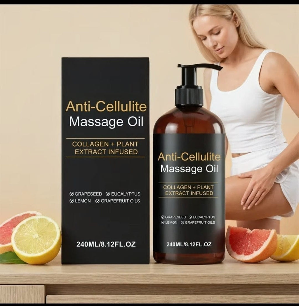 Firming Body Massage Oil with Collagen & Stem Cell - Helps Smooth the Appearance of Cellulite & Improve Skin Texture - Refreshing Aromatherapy Body Oil for Legs & Full Body - 8Fl Oz