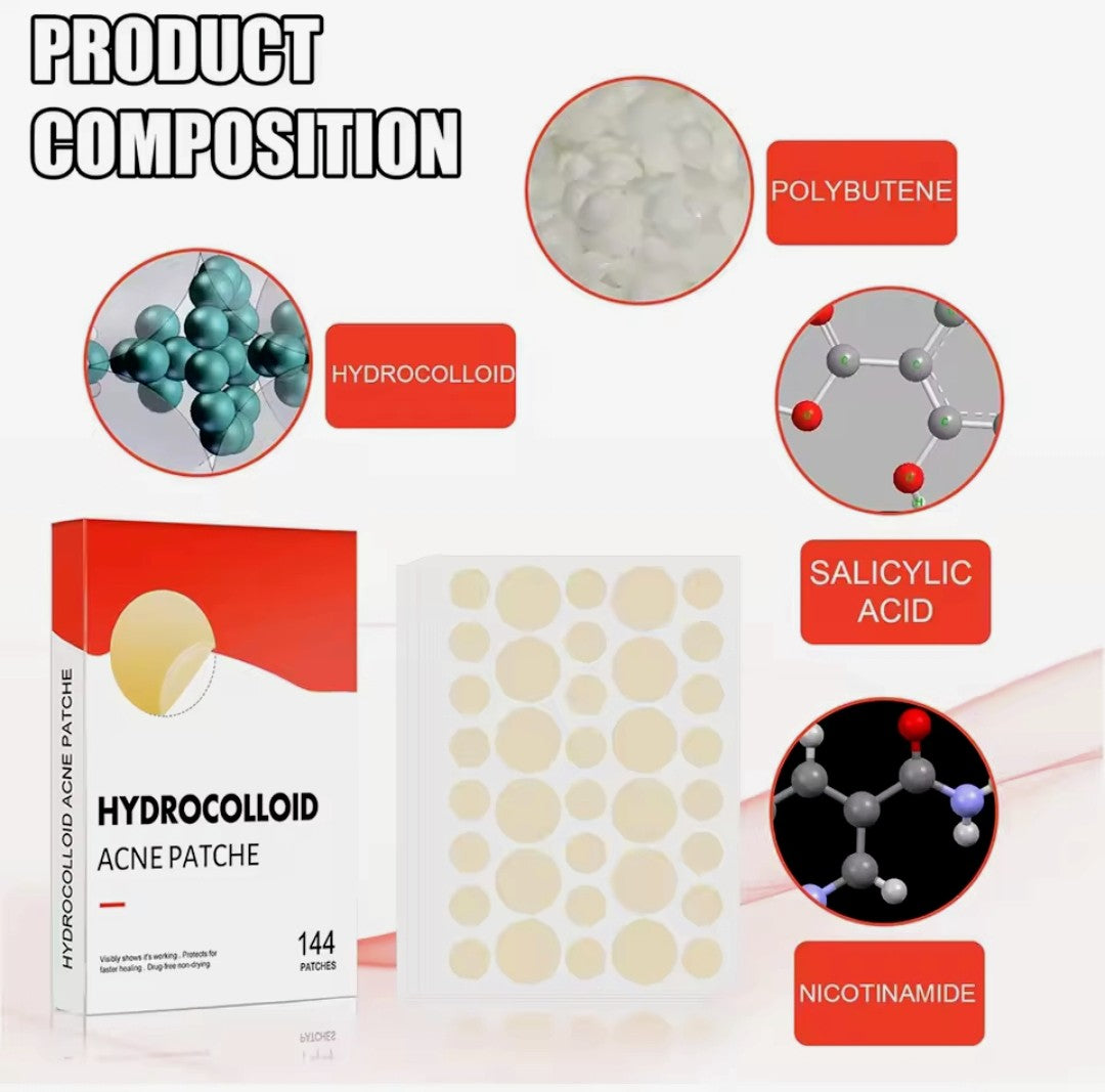 144-Count Hydrocolloid Acne Patches - Invisible Pimple & Blemish Spot Treatment, Fast Healing Absorbency Patches for Face
