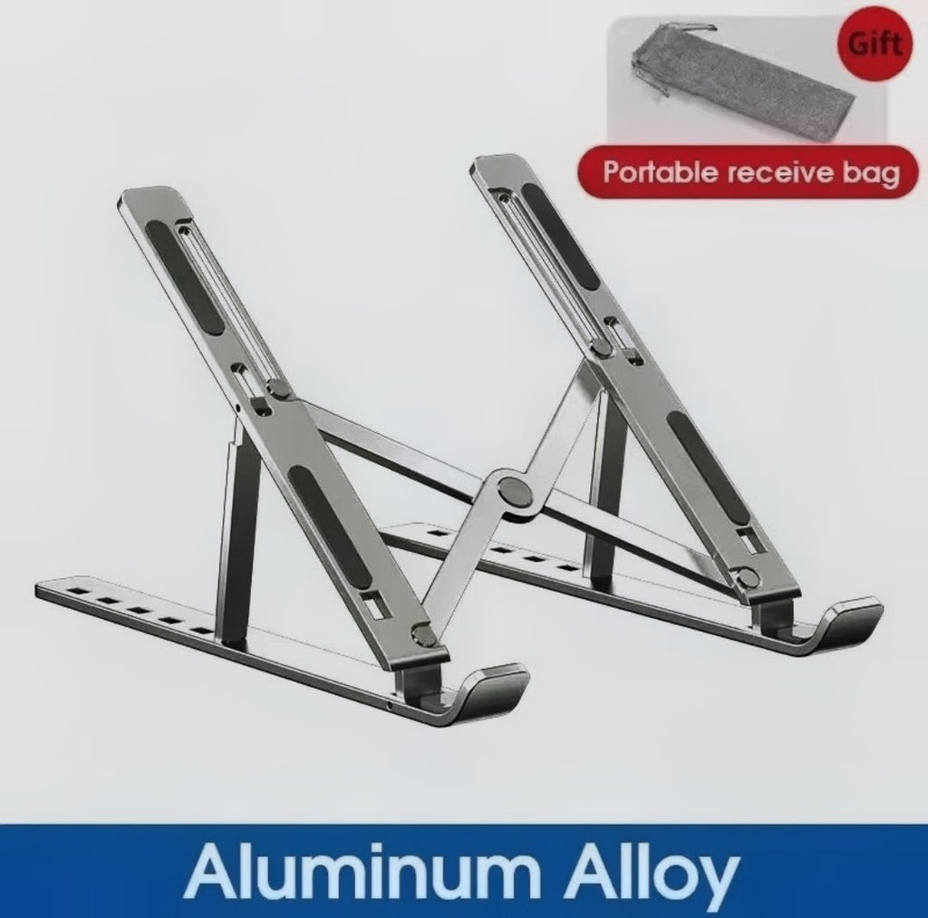 Premium Adjustable Aluminum Laptop Stand – 6-Level Ergonomic Foldable Cooling Stand