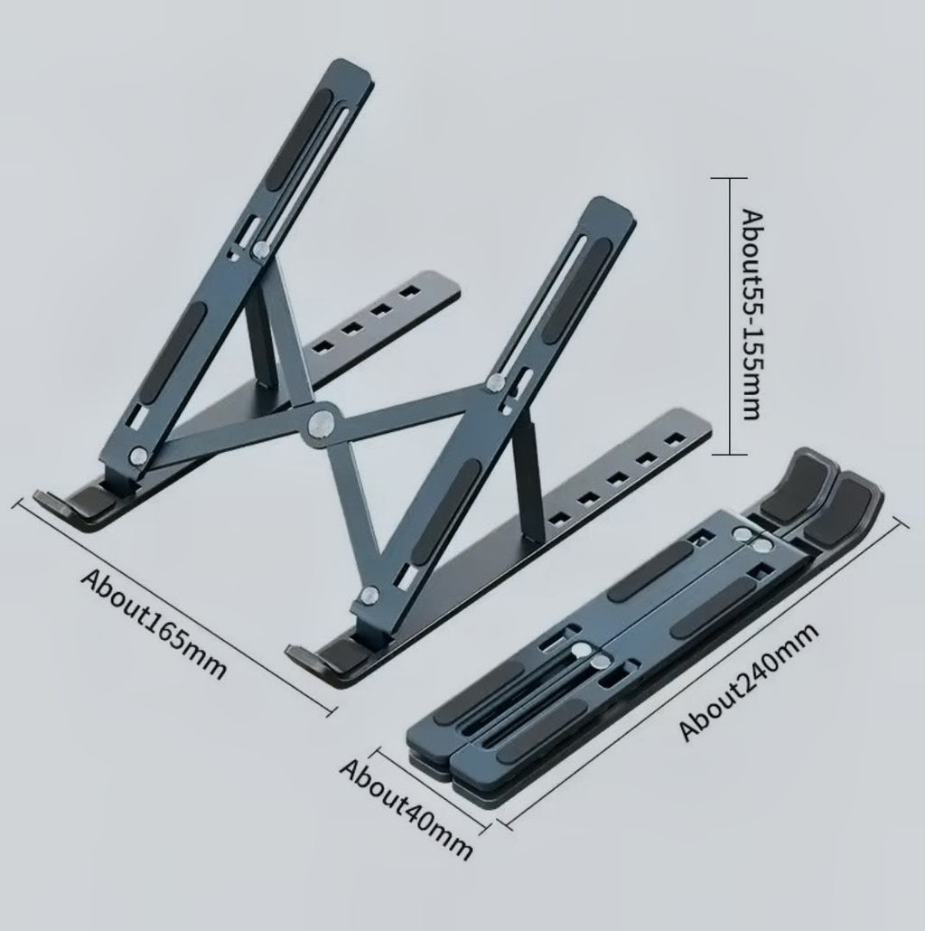 Premium Adjustable Aluminum Laptop Stand – 6-Level Ergonomic Foldable Cooling Stand