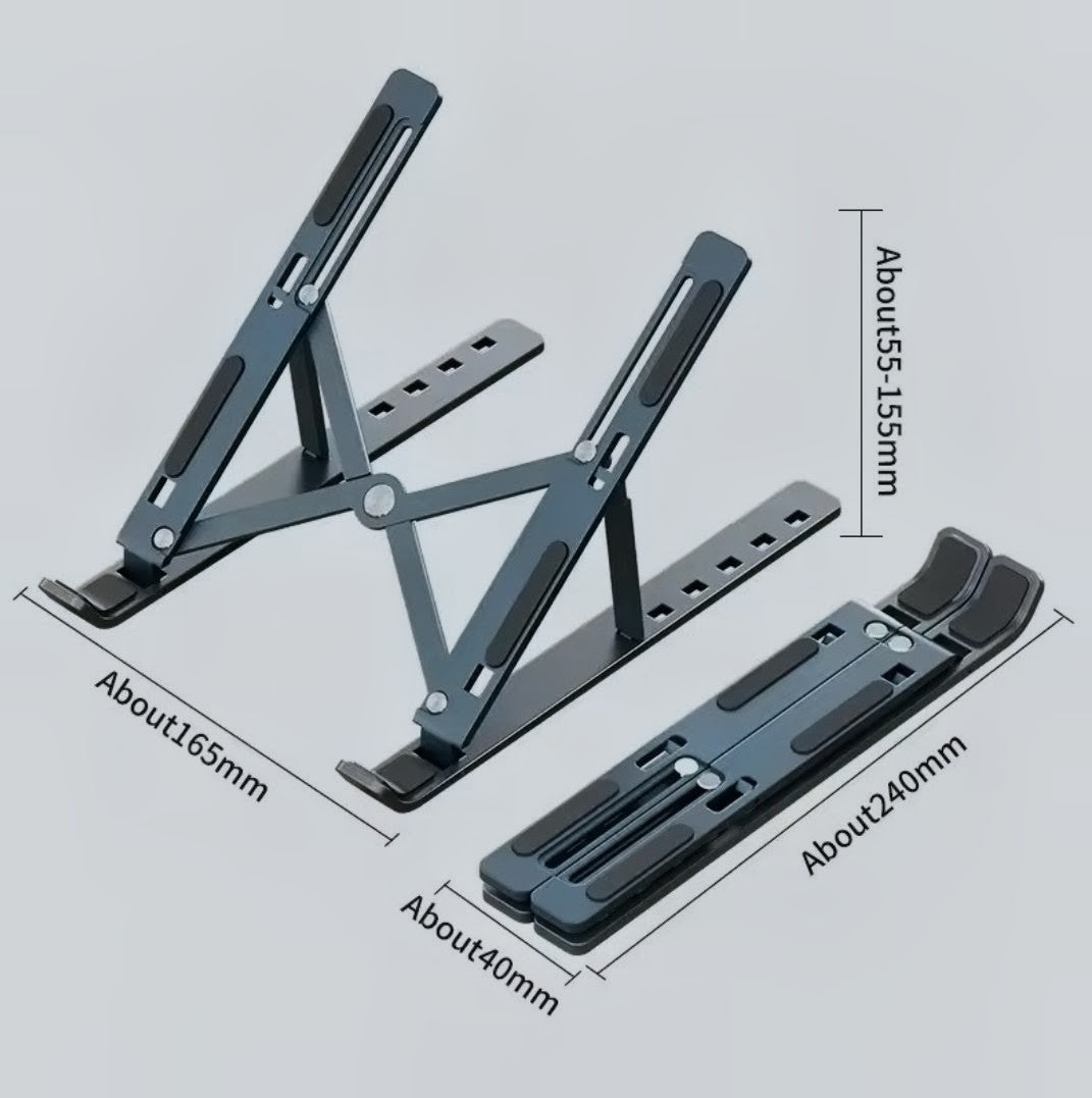 Premium Adjustable Aluminum Laptop Stand – 6-Level Ergonomic Foldable Cooling Stand