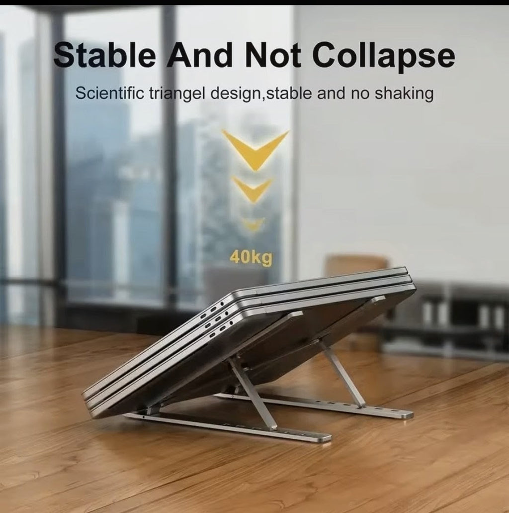 Premium Adjustable Aluminum Laptop Stand – 6-Level Ergonomic Foldable Cooling Stand